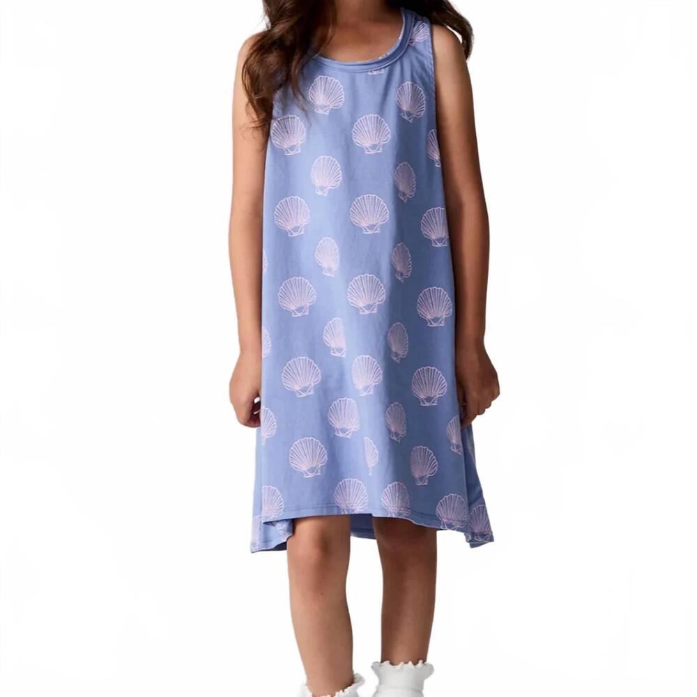 NEW CHASER seashell dreams all over dress in blue